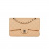 CHANEL MEDIUM CLASSIC DOUBLE FLAP BAG BEIGE CAVIAR SILVER HARDWARE (25*15*7cm)