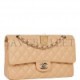 CHANEL MEDIUM CLASSIC DOUBLE FLAP BAG BEIGE CAVIAR SILVER HARDWARE (25*15*7cm)