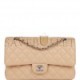 CHANEL MEDIUM CLASSIC DOUBLE FLAP BAG BEIGE CAVIAR SILVER HARDWARE (25*15*7cm)