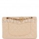 CHANEL MEDIUM CLASSIC DOUBLE FLAP BAG BEIGE IRIDESCENT CAVIAR LIGHT GOLD HARDWARE (25*15*7cm)