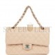 CHANEL MEDIUM CLASSIC DOUBLE FLAP BAG BEIGE IRIDESCENT CAVIAR LIGHT GOLD HARDWARE (25*15*7cm)