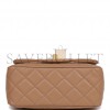 CHANEL PEARL CRUSH MINI SQUARE FLAP BAG BEIGE LAMBSKIN ANTIQUE GOLD HARDWARE (17*14*8cm)