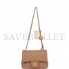 CHANEL PEARL CRUSH MINI SQUARE FLAP BAG BEIGE LAMBSKIN ANTIQUE GOLD HARDWARE (17*14*8cm)