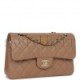 CHANEL SMALL CLASSIC DOUBLE FLAP DARK BEIGE CAVIAR LIGHT GOLD HARDWARE (23*13*6cm)