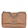 CHANEL MEDIUM 19 FLAP BAG BEIGE CALFSKIN MIXED HARDWARE (25*16*9cm)