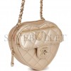 CHANEL CC IN LOVE HEART CLUTCH WITH CHAIN GOLD LAMBSKIN LIGHT GOLD HARDWARE (13*13*5cm)