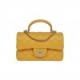 CHANEL MINI RECTANGULAR FLAP WITH TOP HANDLE YELLOW LAMBSKIN LIGHT GOLD HARDWARE (22*15*8cm)