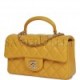 CHANEL MINI RECTANGULAR FLAP WITH TOP HANDLE YELLOW LAMBSKIN LIGHT GOLD HARDWARE (22*15*8cm)