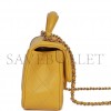 CHANEL MINI RECTANGULAR FLAP WITH TOP HANDLE YELLOW LAMBSKIN LIGHT GOLD HARDWARE (22*15*8cm)