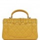 CHANEL MINI RECTANGULAR FLAP WITH TOP HANDLE YELLOW LAMBSKIN LIGHT GOLD HARDWARE (22*15*8cm)