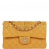 CHANEL SMALL CLASSIC DOUBLE FLAP YELLOW CAVIAR LIGHT GOLD HARDWARE (23*13*6cm)