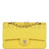 CHANEL MEDIUM CLASSIC DOUBLE FLAP BAG YELLOW CAVIAR LIGHT GOLD HARDWARE (25*15*7cm)