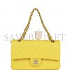 CHANEL MEDIUM CLASSIC DOUBLE FLAP BAG YELLOW CAVIAR LIGHT GOLD HARDWARE (25*15*7cm)