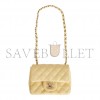 CHANEL MINI SQUARE FLAP BAG YELLOW LAMBSKIN LIGHT GOLD HARDWARE (17*13*8cm)