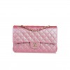 CHANEL MEDIUM CLASSIC DOUBLE FLAP BAG ROSE IRIDESCENT CAVIAR LIGHT GOLD HARDWARE (25*15*7cm)