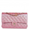 CHANEL MEDIUM CLASSIC DOUBLE FLAP BAG ROSE IRIDESCENT CAVIAR LIGHT GOLD HARDWARE (25*15*7cm)