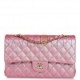 CHANEL MEDIUM CLASSIC DOUBLE FLAP BAG ROSE IRIDESCENT CAVIAR LIGHT GOLD HARDWARE (25*15*7cm)