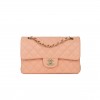 CHANEL SMALL CLASSIC DOUBLE FLAP PEACH LAMBSKIN LIGHT GOLD HARDWARE (23*13*6cm)