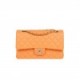 CHANEL MEDIUM CLASSIC DOUBLE FLAP BAG NEON ORANGE LAMBSKIN SILVER HARDWARE (25*15*7cm)