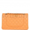 CHANEL MEDIUM CLASSIC DOUBLE FLAP BAG NEON ORANGE LAMBSKIN SILVER HARDWARE (25*15*7cm)