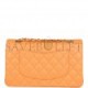 CHANEL MEDIUM CLASSIC DOUBLE FLAP BAG NEON ORANGE LAMBSKIN SILVER HARDWARE (25*15*7cm)