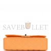 CHANEL MEDIUM CLASSIC DOUBLE FLAP BAG NEON ORANGE LAMBSKIN SILVER HARDWARE (25*15*7cm)