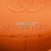 CHANEL MEDIUM CLASSIC DOUBLE FLAP BAG NEON ORANGE LAMBSKIN SILVER HARDWARE (25*15*7cm)