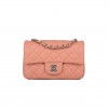 CHANEL MINI RECTANGULAR FLAP BAG ROSE LAMBSKIN SILVER HARDWARE (20*13*6cm)