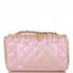 CHANEL MINI RECTANGULAR FLAP BAG PINK IRIDESCENT LAMBSKIN SILVER HARDWARE (20*13*6cm)