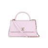 CHANEL MEDIUM COCO HANDLE FLAP BAG LIGHT PINK CAVIAR LIGHT GOLD HARDWARE (29*18*11cm)