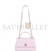 CHANEL MEDIUM COCO HANDLE FLAP BAG LIGHT PINK CAVIAR LIGHT GOLD HARDWARE (29*18*11cm)