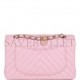 CHANEL SMALL CHEVRON CLASSIC DOUBLE FLAP PINK CALFSKIN LIGHT GOLD HARDWARE (23*13*6cm)