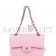 CHANEL SMALL CHEVRON CLASSIC DOUBLE FLAP PINK CALFSKIN LIGHT GOLD HARDWARE (23*13*6cm)