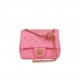 CHANEL PEARL CRUSH MINI SQUARE FLAP BAG PINK LAMBSKIN ANTIQUE GOLD HARDWARE (17*14*8cm)