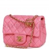 CHANEL PEARL CRUSH MINI SQUARE FLAP BAG PINK LAMBSKIN ANTIQUE GOLD HARDWARE (17*14*8cm)