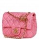 CHANEL PEARL CRUSH MINI SQUARE FLAP BAG PINK LAMBSKIN ANTIQUE GOLD HARDWARE (17*14*8cm)