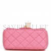 CHANEL PEARL CRUSH MINI SQUARE FLAP BAG PINK LAMBSKIN ANTIQUE GOLD HARDWARE (17*14*8cm)