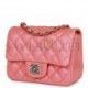 CHANEL MINI SQUARE FLAP BAG PINK LAMBSKIN LIGHT GOLD HARDWARE (17*13*8cm)