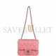 CHANEL MINI SQUARE FLAP BAG PINK LAMBSKIN LIGHT GOLD HARDWARE (17*13*8cm)