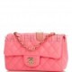 CHANEL MINI RECTANGULAR FLAP BAG PINK LAMBSKIN LIGHT GOLD HARDWARE (20*13*6cm)