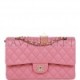 CHANEL MEDIUM CLASSIC DOUBLE FLAP BAG DARK PINK CAVIAR LIGHT GOLD HARDWARE (25*15*7cm)