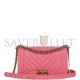 CHANEL MEDIUM BOY BAG PINK CHEVRON CAVIAR LIGHT GOLD HARDWARE (25*15*9cm)