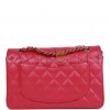 CHANEL SMALL CLASSIC DOUBLE FLAP FUCHSIA CAVIAR LIGHT GOLD HARDWARE (23*13*6cm)