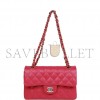 CHANEL SMALL CLASSIC DOUBLE FLAP FUCHSIA CAVIAR LIGHT GOLD HARDWARE (23*13*6cm)