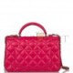 CHANEL MINI RECTANGULAR FLAP WITH TOP HANDLE DARK PINK LAMBSKIN LIGHT GOLD HARDWARE (22*15*8cm)