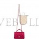 CHANEL MINI RECTANGULAR FLAP WITH TOP HANDLE DARK PINK LAMBSKIN LIGHT GOLD HARDWARE (22*15*8cm)