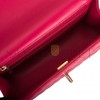 CHANEL MINI RECTANGULAR FLAP WITH TOP HANDLE DARK PINK LAMBSKIN LIGHT GOLD HARDWARE (22*15*8cm)