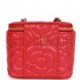 CHANEL CAMELLIA MINI VANITY CASE RED LAMBSKIN LIGHT GOLD HARDWARE (11*9*8cm)