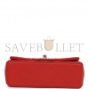 CHANEL MINI RECTANGULAR FLAP BAG WITH TOP HANDLE RED LAMBSKIN LIGHT GOLD HARDWARE (22*15*8cm)