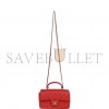 CHANEL MINI RECTANGULAR FLAP BAG WITH TOP HANDLE RED LAMBSKIN LIGHT GOLD HARDWARE (22*15*8cm)